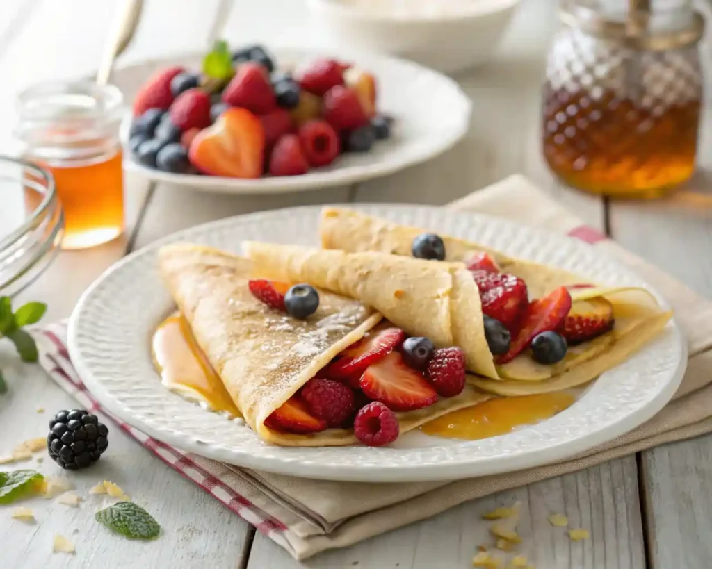 receta crepes para 2 casera con frutas y miel